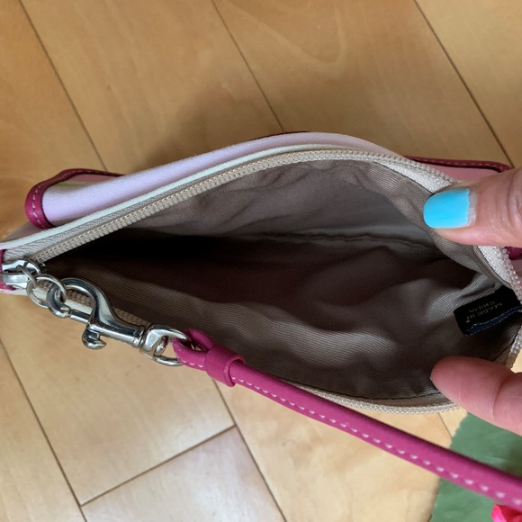 Coach Pink Striped Wristlet - Picture 3 of 3